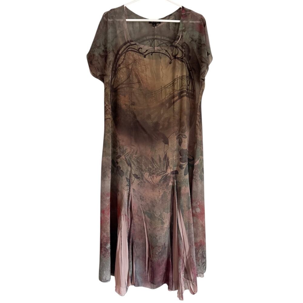 Vintage Y2K Midi Dress Forest Fairy Grunge Whimsigoth Cal Style Boho Earth Tones